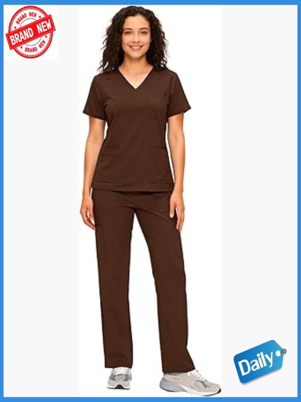 Women's Scrub Set V-Neck Top Cargo Pants 12 Pockets XXL